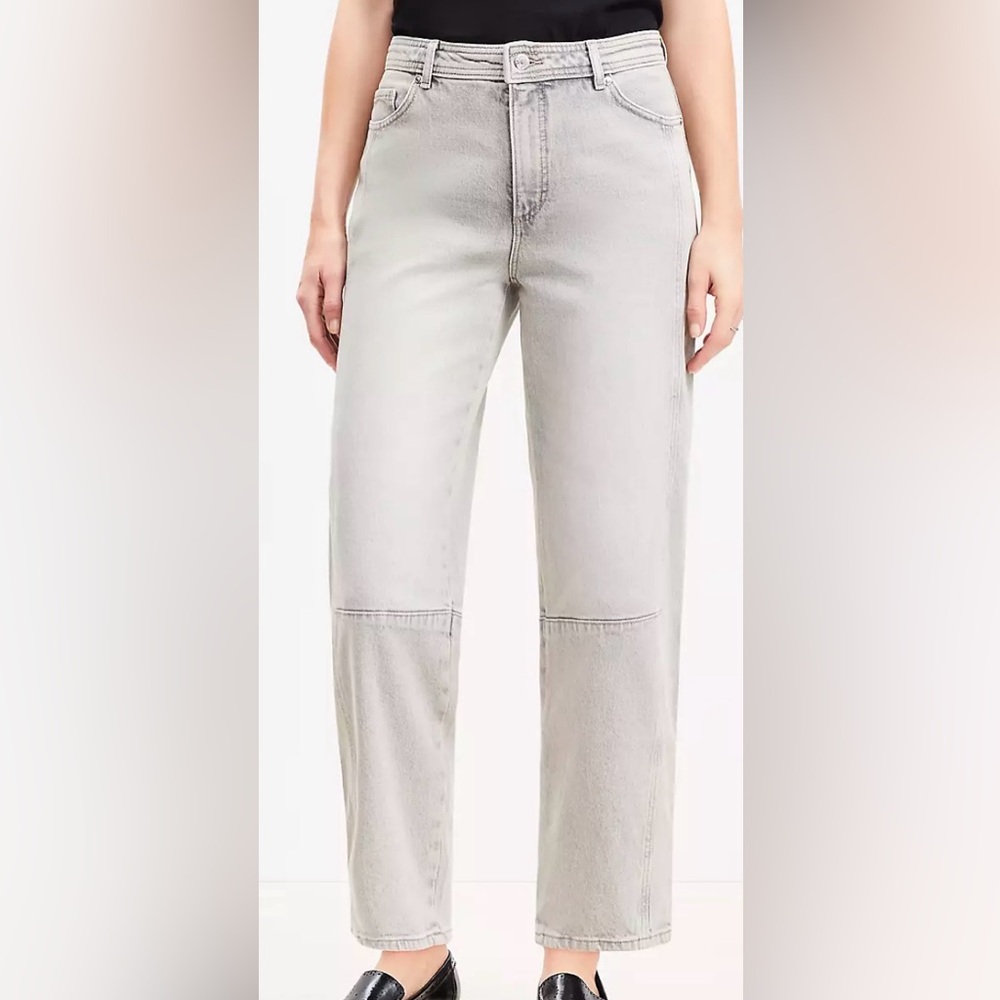 LOFT High Rise Barrel Jeans in Vintage Grey Wash